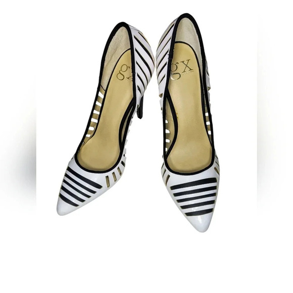 GX by Gwen Stefani Addie High Heel B/W Geometric Cutout Island Platform Pumps, 9 - Picture 9 of 9